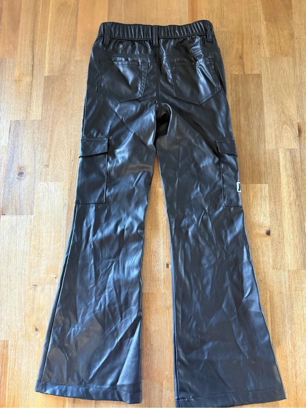 Snoopy & Woodstock Girls Justice Black Pleather Cargo Pants Size M (10)